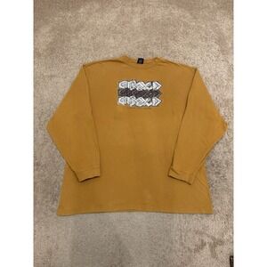 Y2K 00s Marithe Francois Girbaud Graffiti Logo Orange 3XL Long Sleeve Shirt